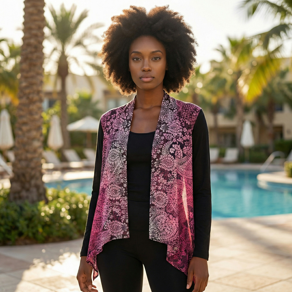 Sunny Leigh Petite PL Open Front Cardigan NWT Floral Lightweight Layering Top